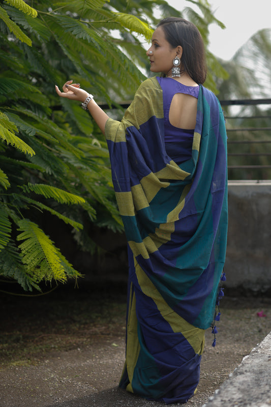 Neelvana – Indigo Blue Handblock Printed Cotton Saree