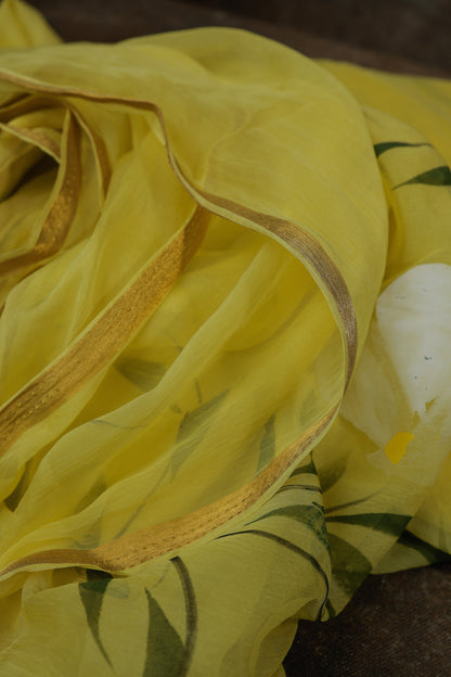 Chiffon Sarees with Unique Hand-Painted Floral Motifs – Festive Ready